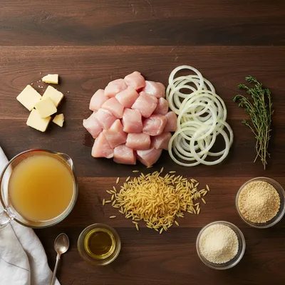 French Onion Chicken Orzo Casserole - cooking process