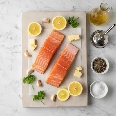 Garlic Butter Baked Salmon Recipe - cooking process