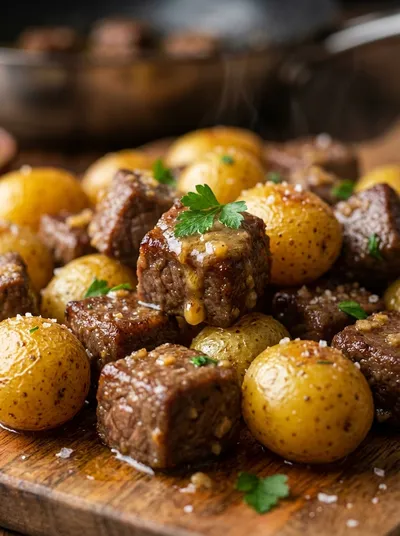 Garlic Butter Beef Bites – High Protein Slow Cooker Recipe
