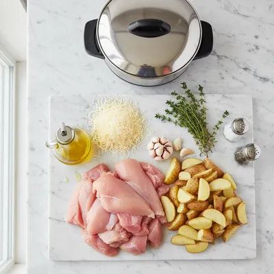 Garlic Parmesan Chicken & Potatoes – Crockpot Recipe - cooking process