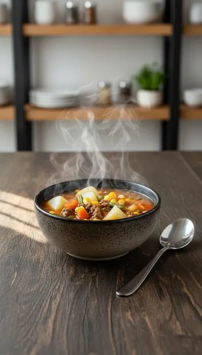 Hamburger Soup with Frozen Vegetables Recipe