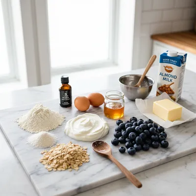 Healthy Greek Yogurt Blueberry Protein Muffins - cooking process