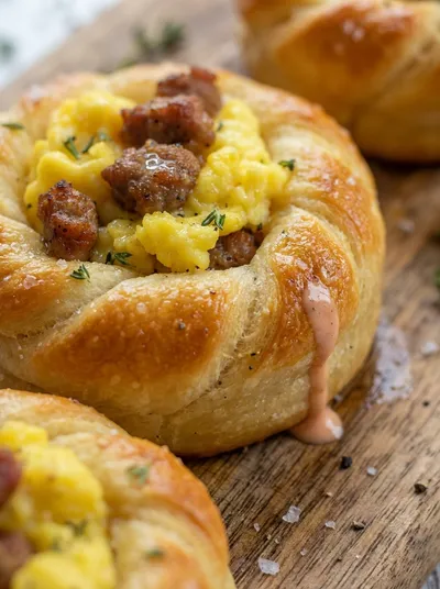 Hearty Beef Sausage and Egg Breakfast Rolls