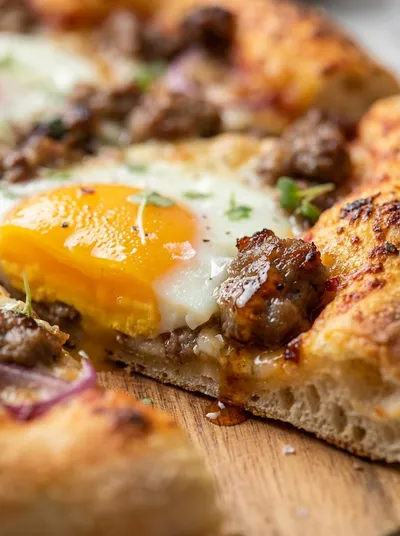 Hearty Beef Sausage Breakfast Pizza