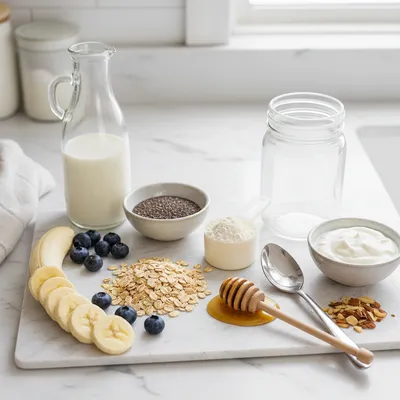 High-Protein Overnight Oats - ingredients preparation