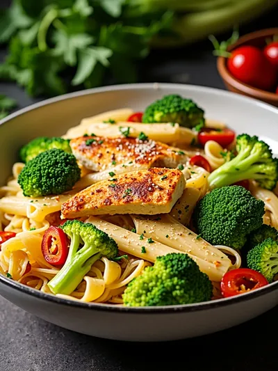 High Protein Rotisserie Chicken Broccoli Pasta