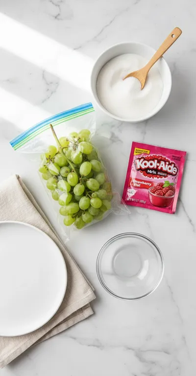 Kool-Aid Grapes – Quick & Easy Snack - ingredients preparation