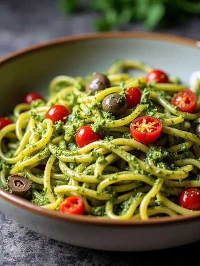Mediterraner Nudelsalat Mit Pesto