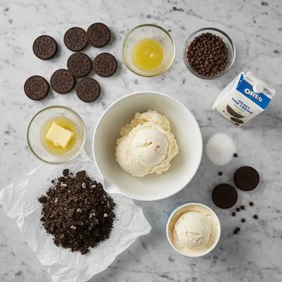 No Bake Oreo Ice Cream Cake - ingredients preparation