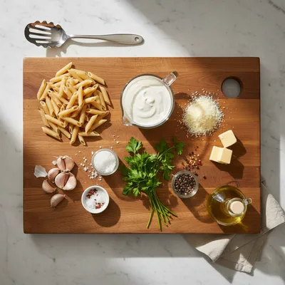 One Pot Creamy Garlic Pasta - cooking process