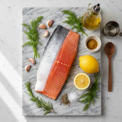 15-Minute Oven Baked Salmon - ingredients preparation