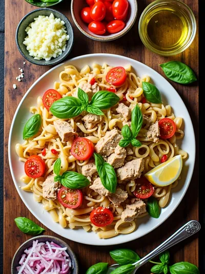 Pasta Salad with Chicken & Parmesan - ingredients preparation