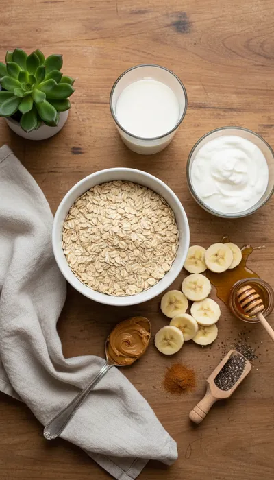 Peanut Butter Banana Overnight Oats - cooking process