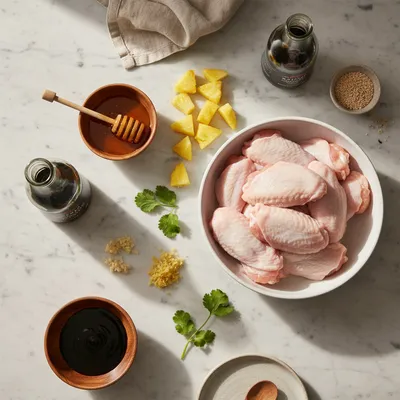 Pineapple Teriyaki Chicken Wings - cooking process