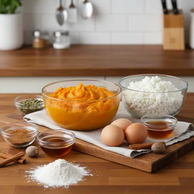 Pumpkin Cottage Cheese Bake - Easy Snack - cooking process