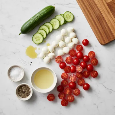 Quick Cucumber Mozzarella Salad - cooking process