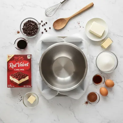 Red Velvet Cheesecake Brownies - cooking process