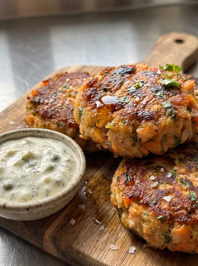 Salmon Patties With Homemade Tartar Sauce