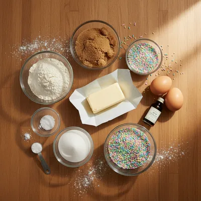 Seasonal Sprinkle Sugar Cookies - ingredients preparation