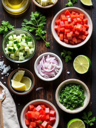 Shirazi Salad – Easy Fresh Tomato Cucumber Salad - ingredients preparation