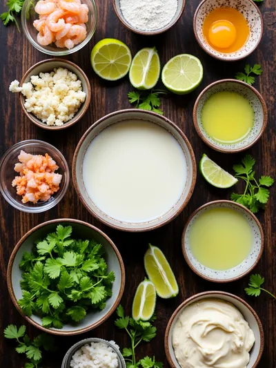 Shrimp Fritters With Lime Mayonnaise - ingredients preparation