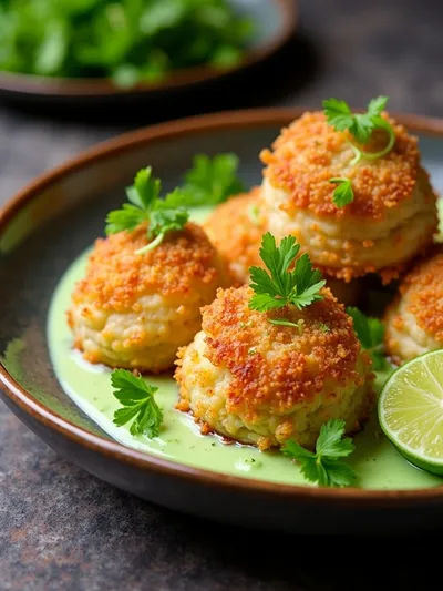 Shrimp Fritters With Lime Mayonnaise - ready to serve