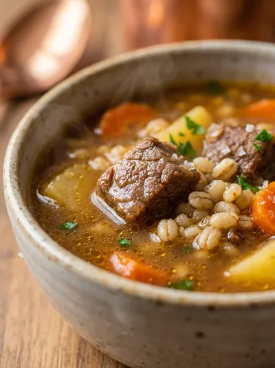 Slow Cooker Hearty Beef and Barley Soup