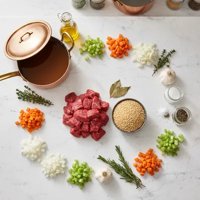 Slow Cooker Hearty Beef and Barley Soup - cooking process