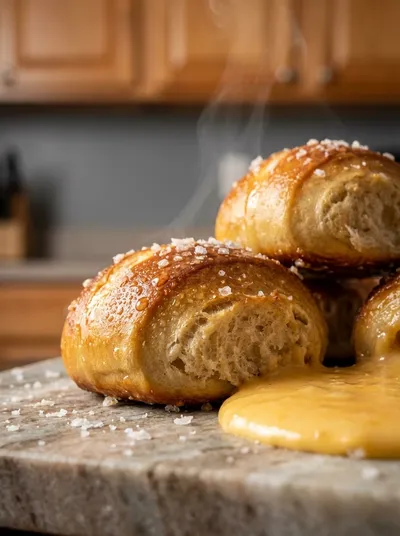 Soft Pretzel Bites With Cheese Dip