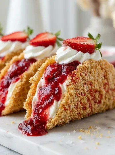 Strawberry Crunch Cheesecake Tacos