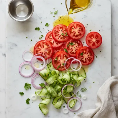 Tomato Cucumber and Onion Salad Recipe - cooking process