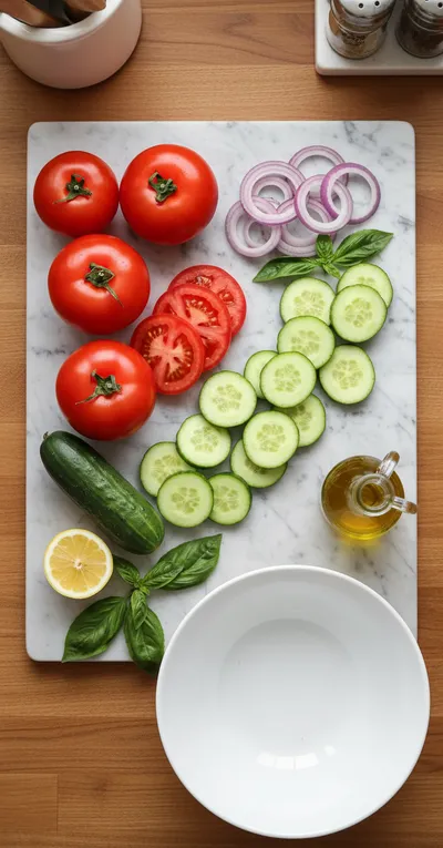 Tomato Cucumber Onion Salad – Fresh Easy Snack - cooking process