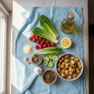 Vegetarian Caesar Salad – Fresh & Crunchy - cooking process