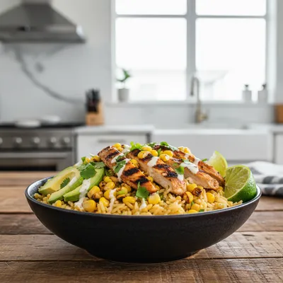 Zesty Street Corn Chicken Rice Bowl