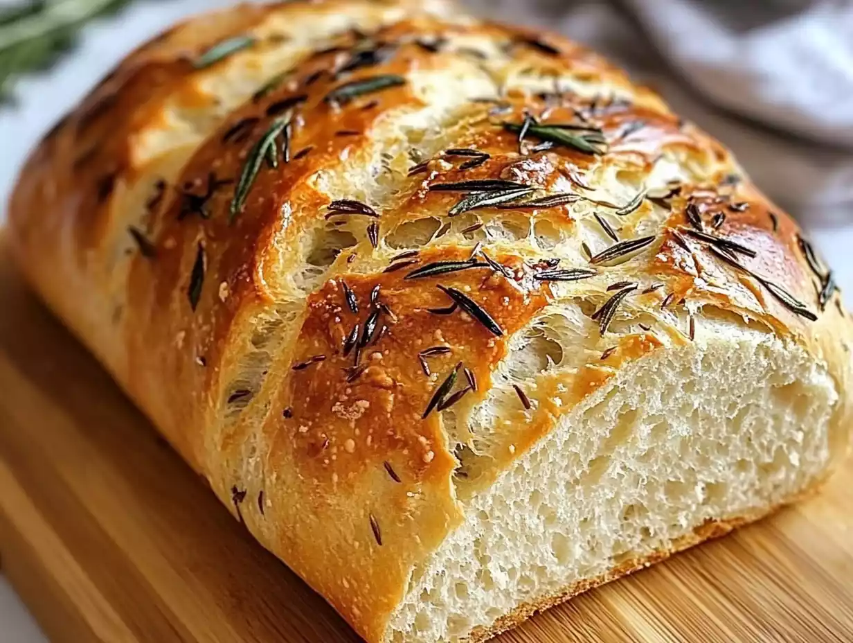  Rustic No-Knead Rosemary Garlic Bread 