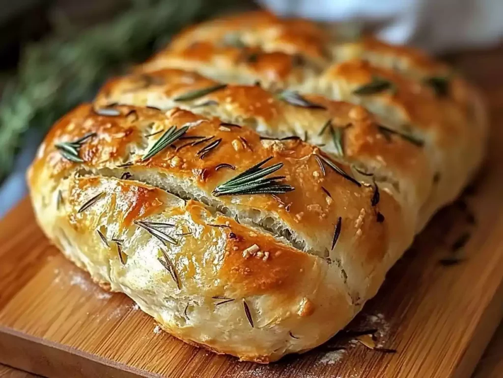 Rustic No-Knead Rosemary Garlic Bread